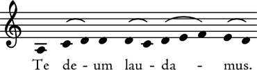 Klokkerne er stemt i tonerne a - c - d, de 3 første toner i hymnen Te Deum, Laudamus